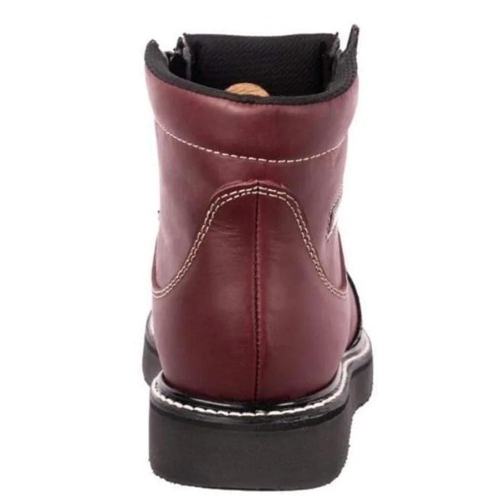 Hammer Force HM-338 Mens Wine Leather Dual Zipper Comfort Work Boots Sz 7 US